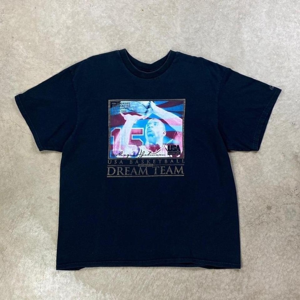 Vintage 90s Nike Magic Johnson Shirt Size Large Black USA Basketball Dream Team